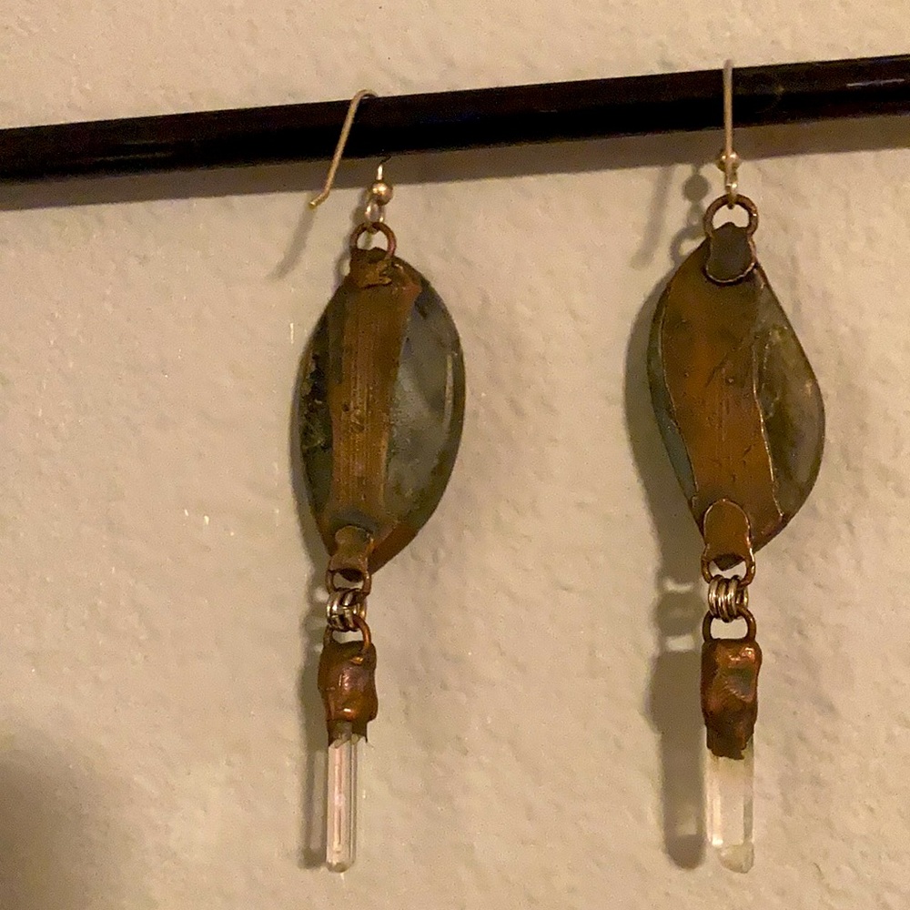 Free People Copper, Crystal Quartz, And Labradorite Dangle Earrings - Picture 11 of 11